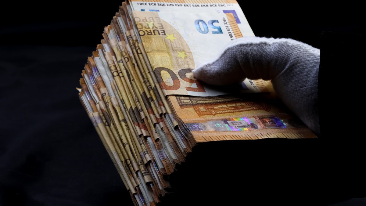 Large Euro Bills of Illicit Cash or Dirty Mone: Underworld Economy